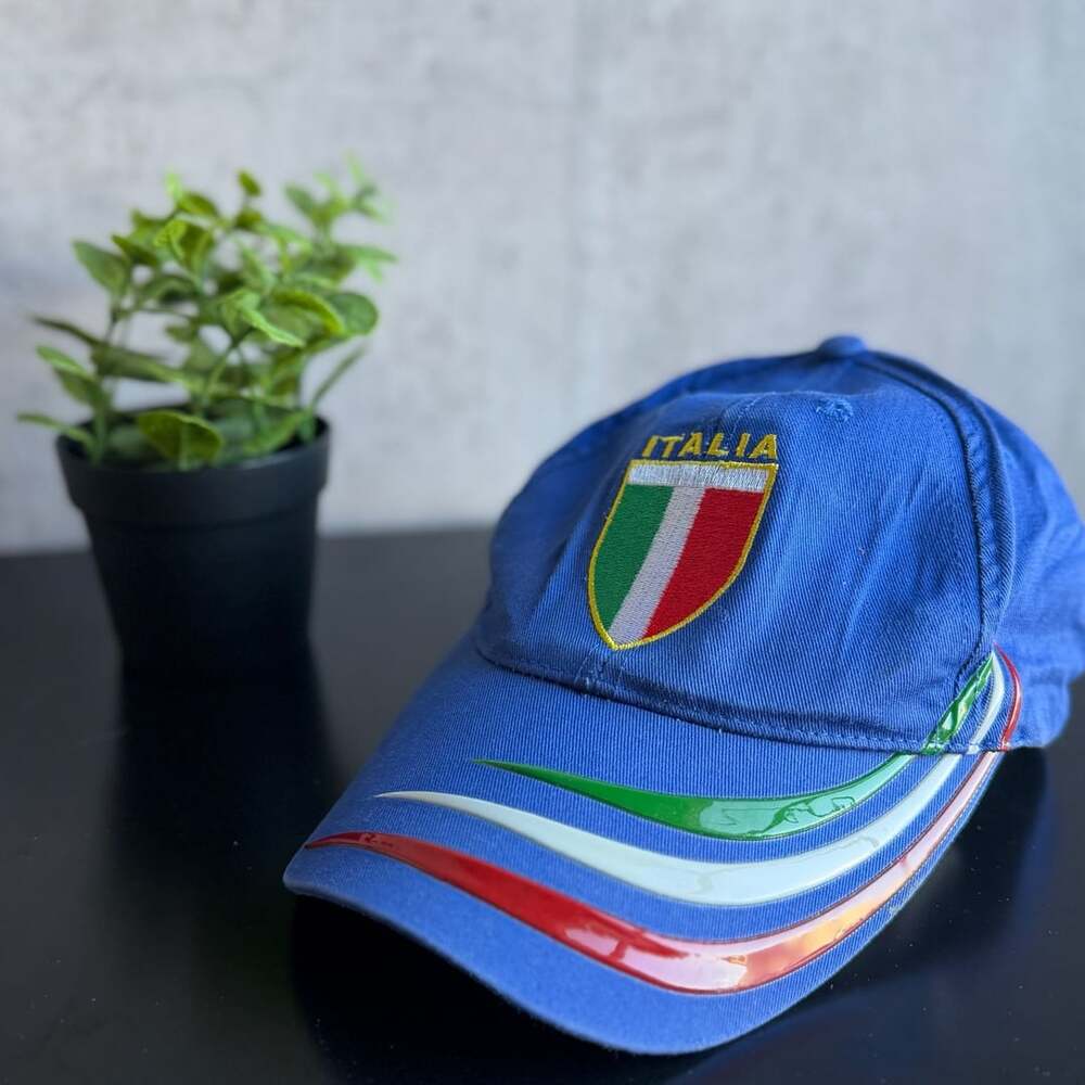 Italia Baseball Cap Blue Tricolor Shield Crest Adjustable Hat